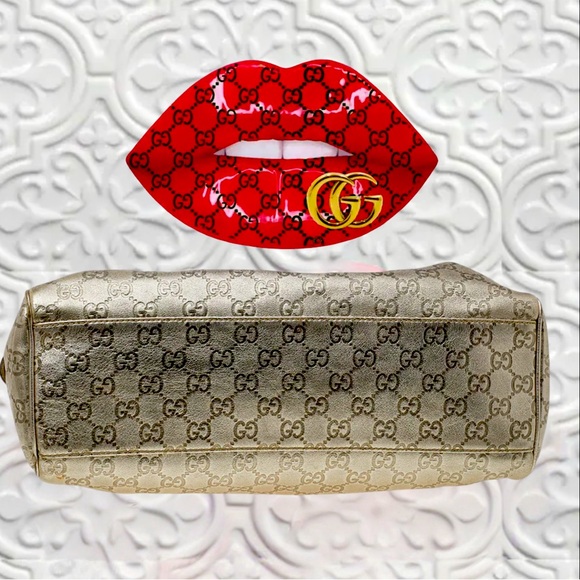 Gucci Beige and Metallic Monogram Charmy
Boston Bag - EUC - Picture 4 of 10